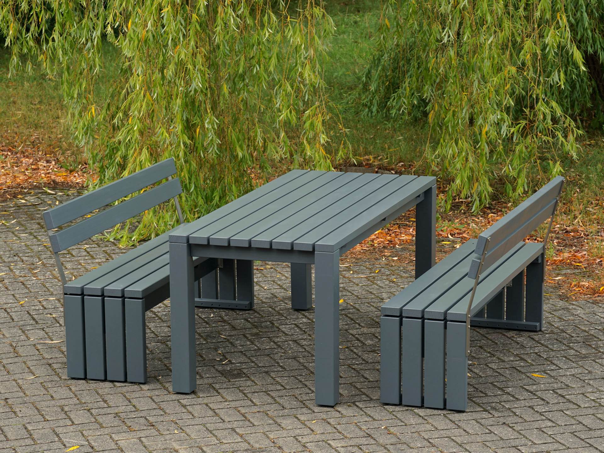 Gartenmöbel-Set Classic in basaltgrauer Douglasie ohne Polster, Gesamtansicht