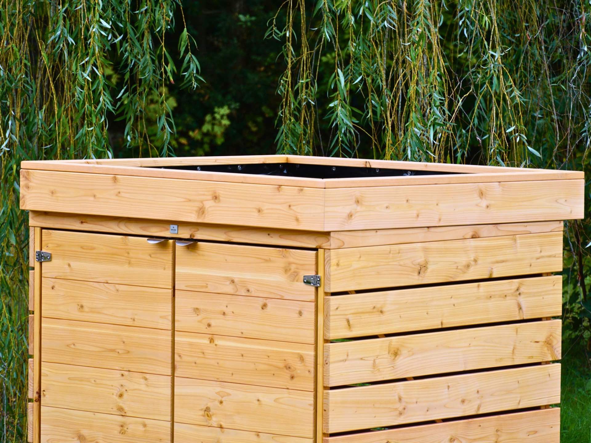 2er Kinderwagenbox Classic mit bepflanzbarem Gründach – natürliche Optik und individuelle Begrünung – Detail
