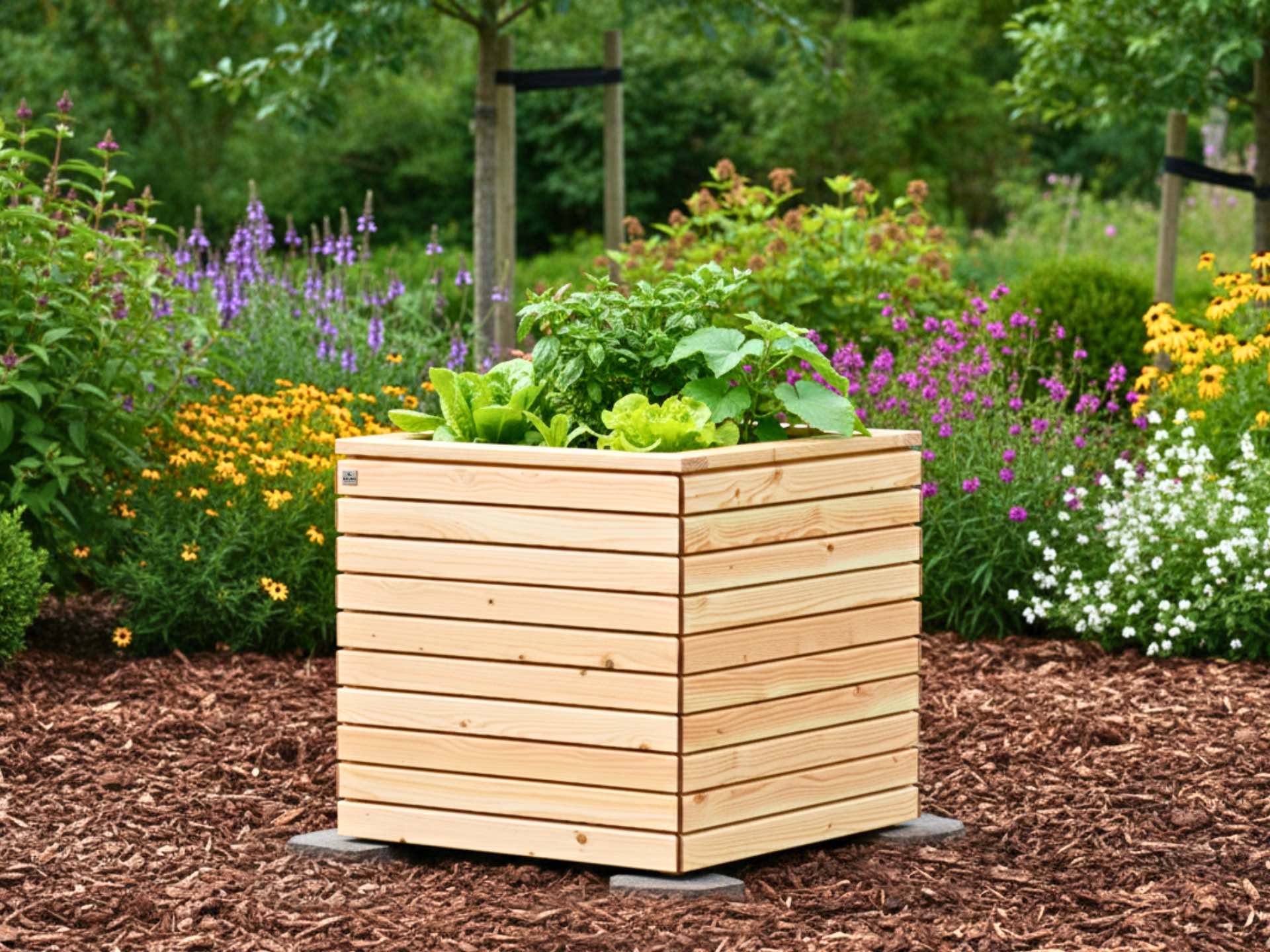 Hochbeet Rhombus 80×80×76 cm, ideal für Gemüse- und Kräuteranbau auf Balkon, Terrasse oder im kleinen Garten.