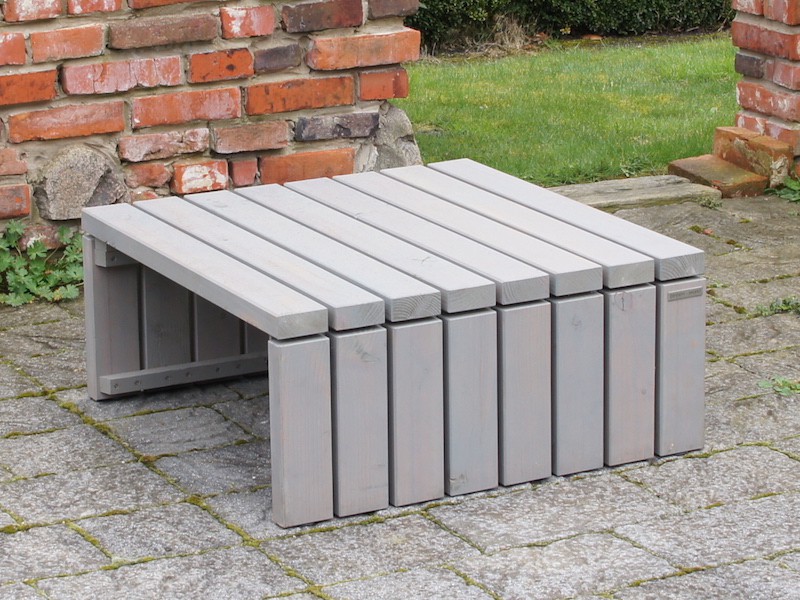 Lounge Hocker 80 in Grau Geölt aus Douglasie – komfortabel auch ohne Sitzpolster