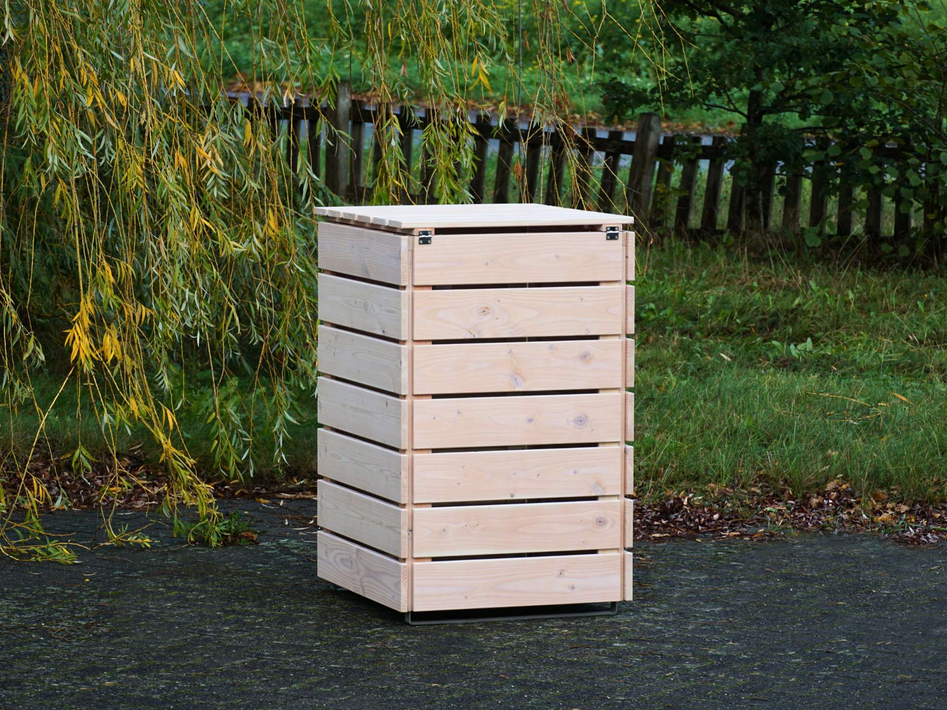 1er Mülltonnenbox in Weiß Geölt, Rückseite