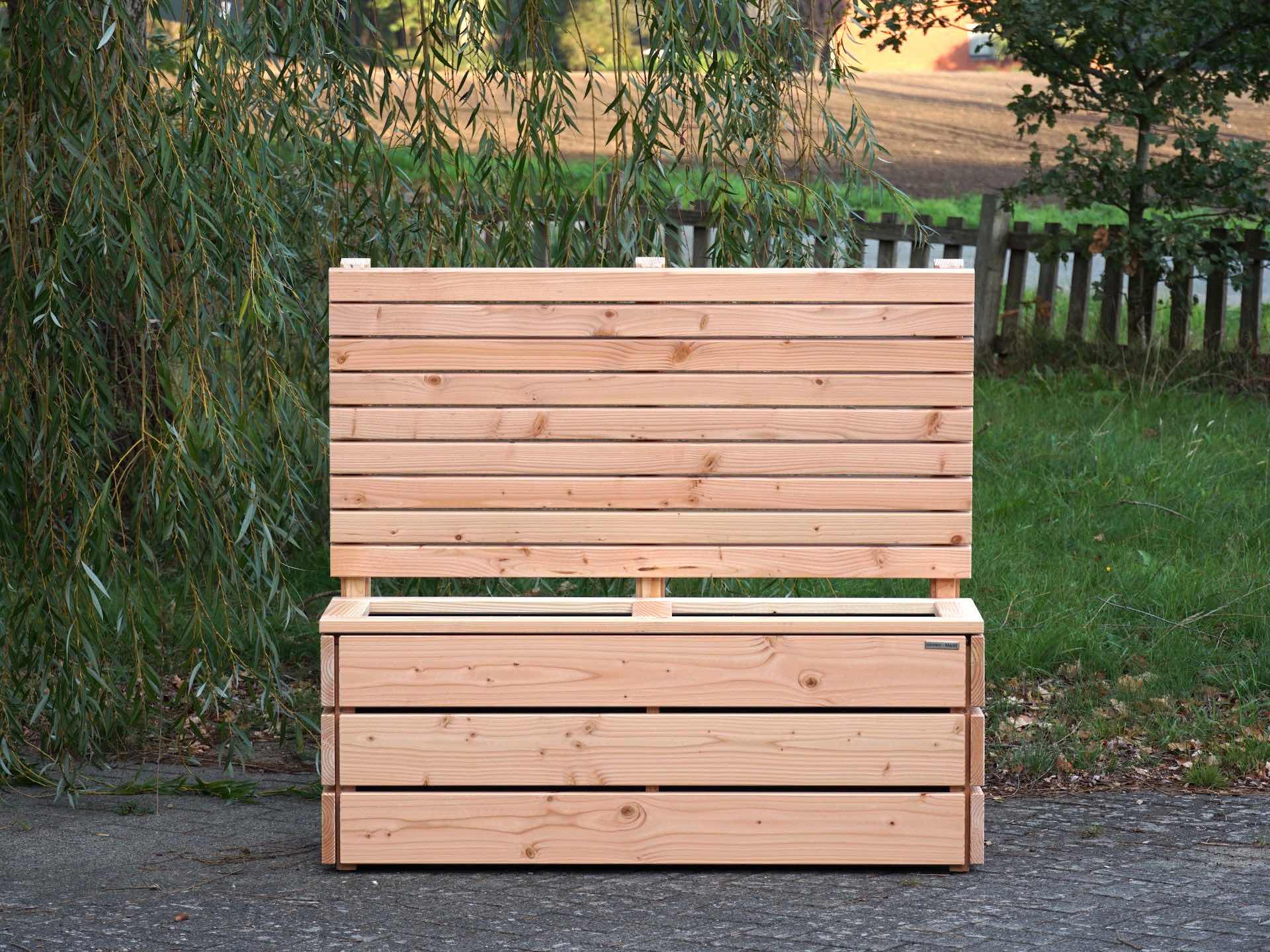 Pflanzkasten Classic 2S mit Sichtschutz A10 aus Holz, kompakte Lösung für Balkon oder kleine Terrasse