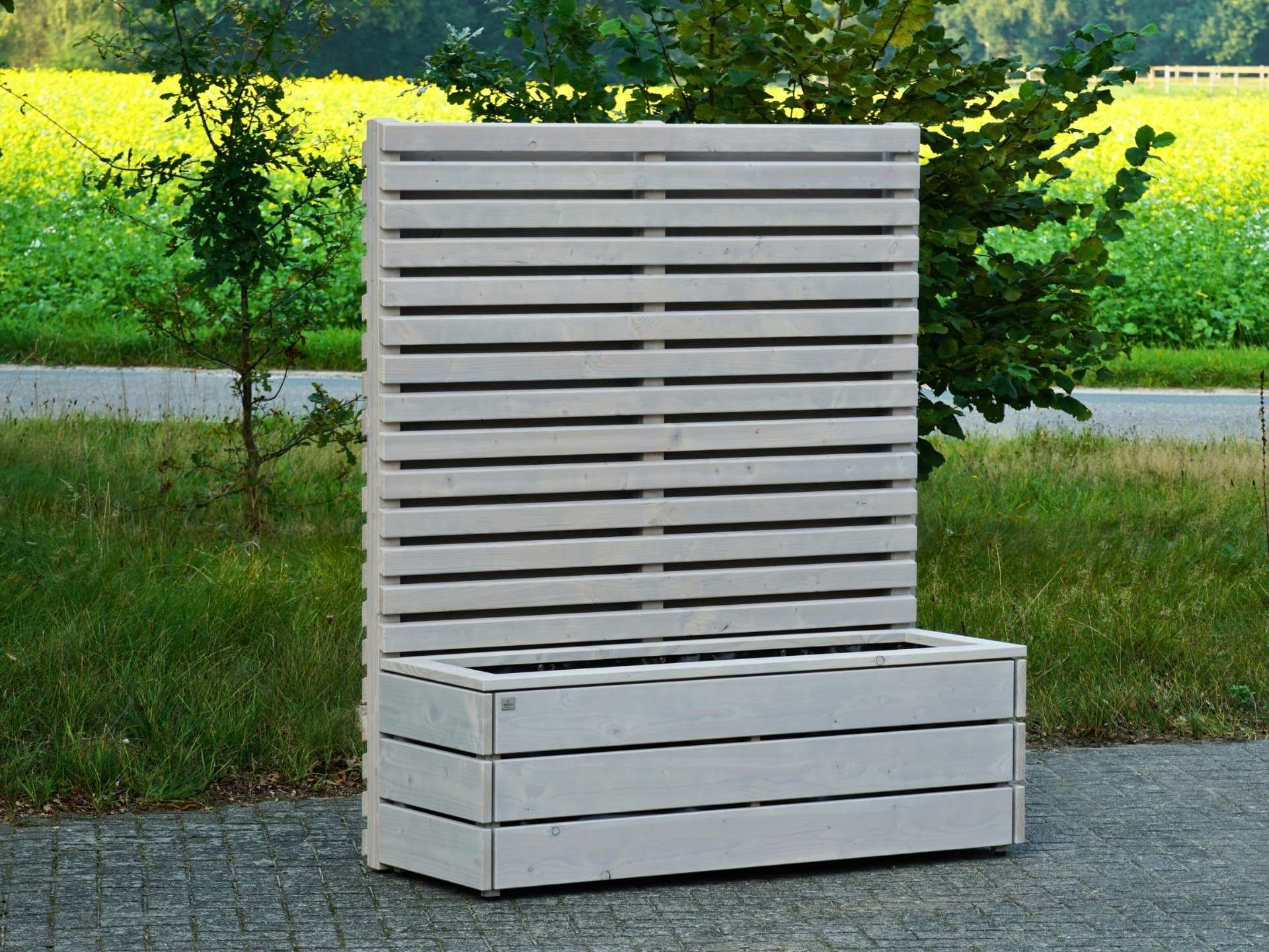 Pflanzkasten Classic 155 mit Sichtschutz A30B in Grau Geölt – Einzelelement