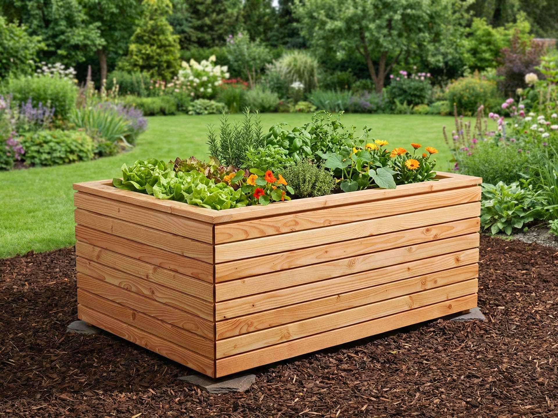 Hochbeet Rhombus aus natur geöltem Holz in 150×100×62 cm für Gemüse, Kräuter und naturnahe Gartengestaltung.