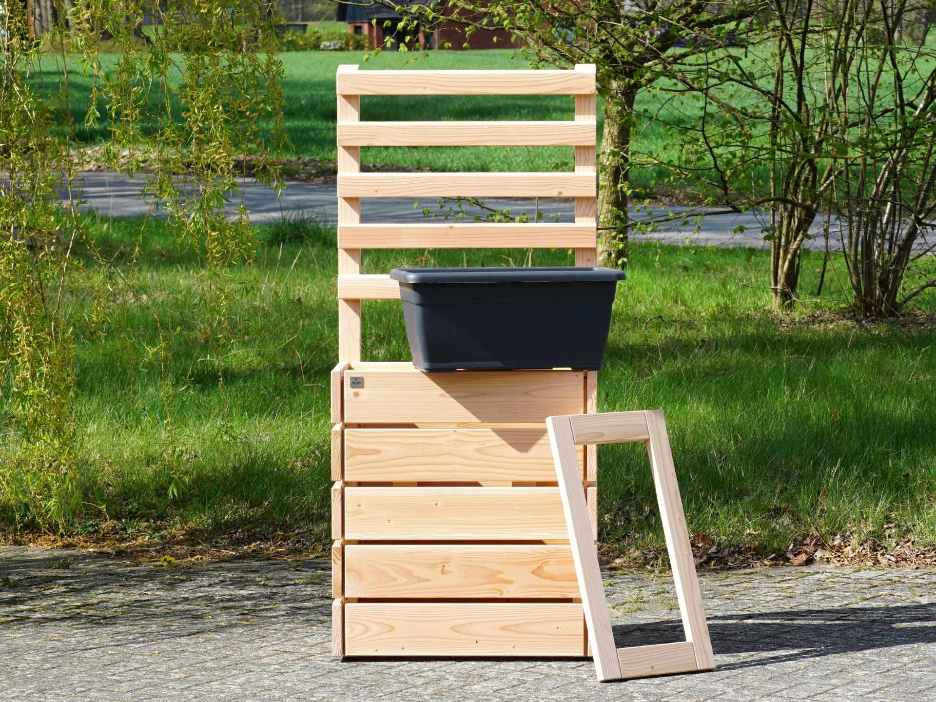 Pflanzkasten Classic S mit Rankgitter in Natur – abnehmbarer Rahmen und herausnehmbarer Pflanzeinsatz – Gesamtansicht