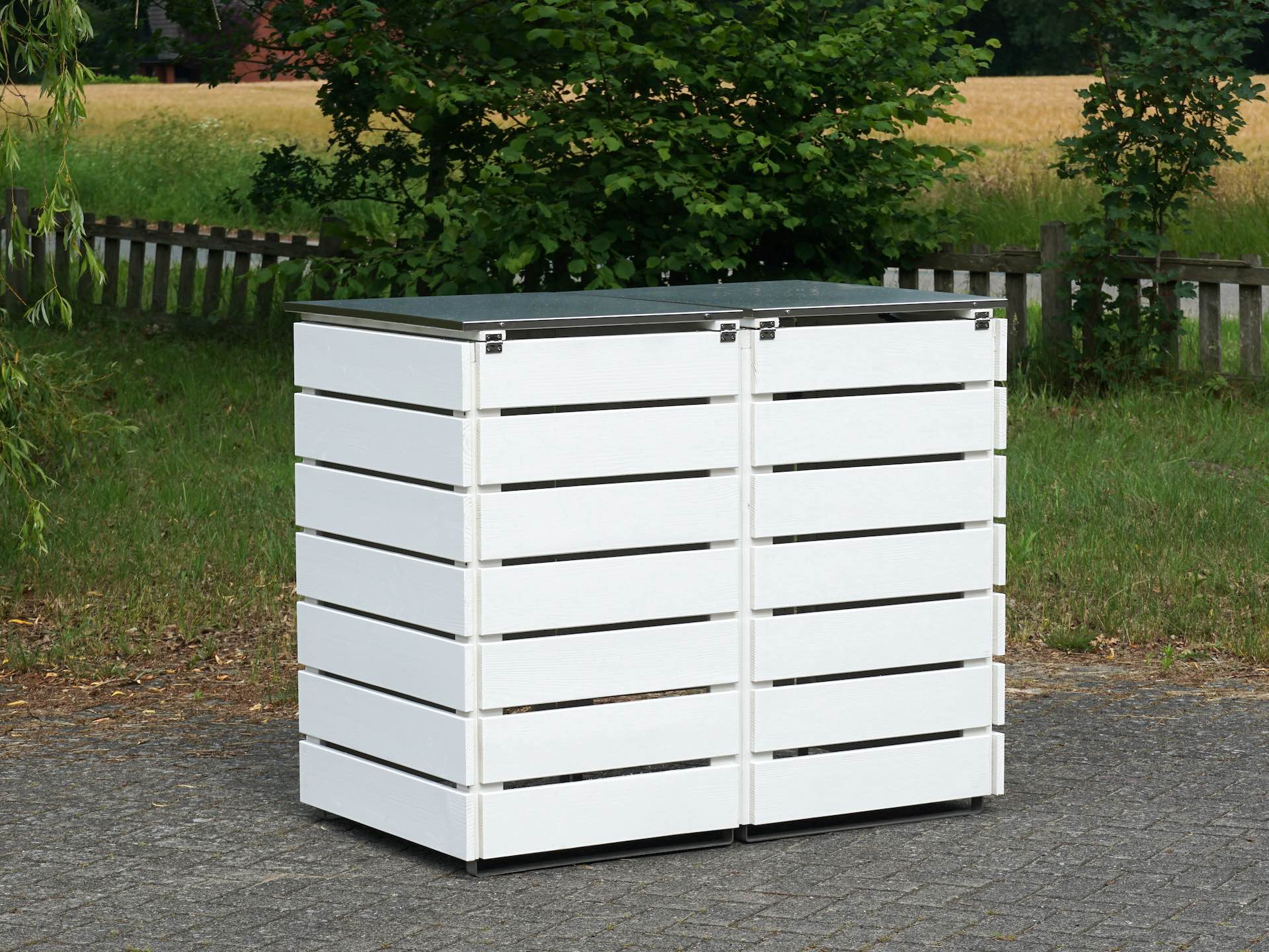 2er Mülltonnenbox in Weiß, Rückseite