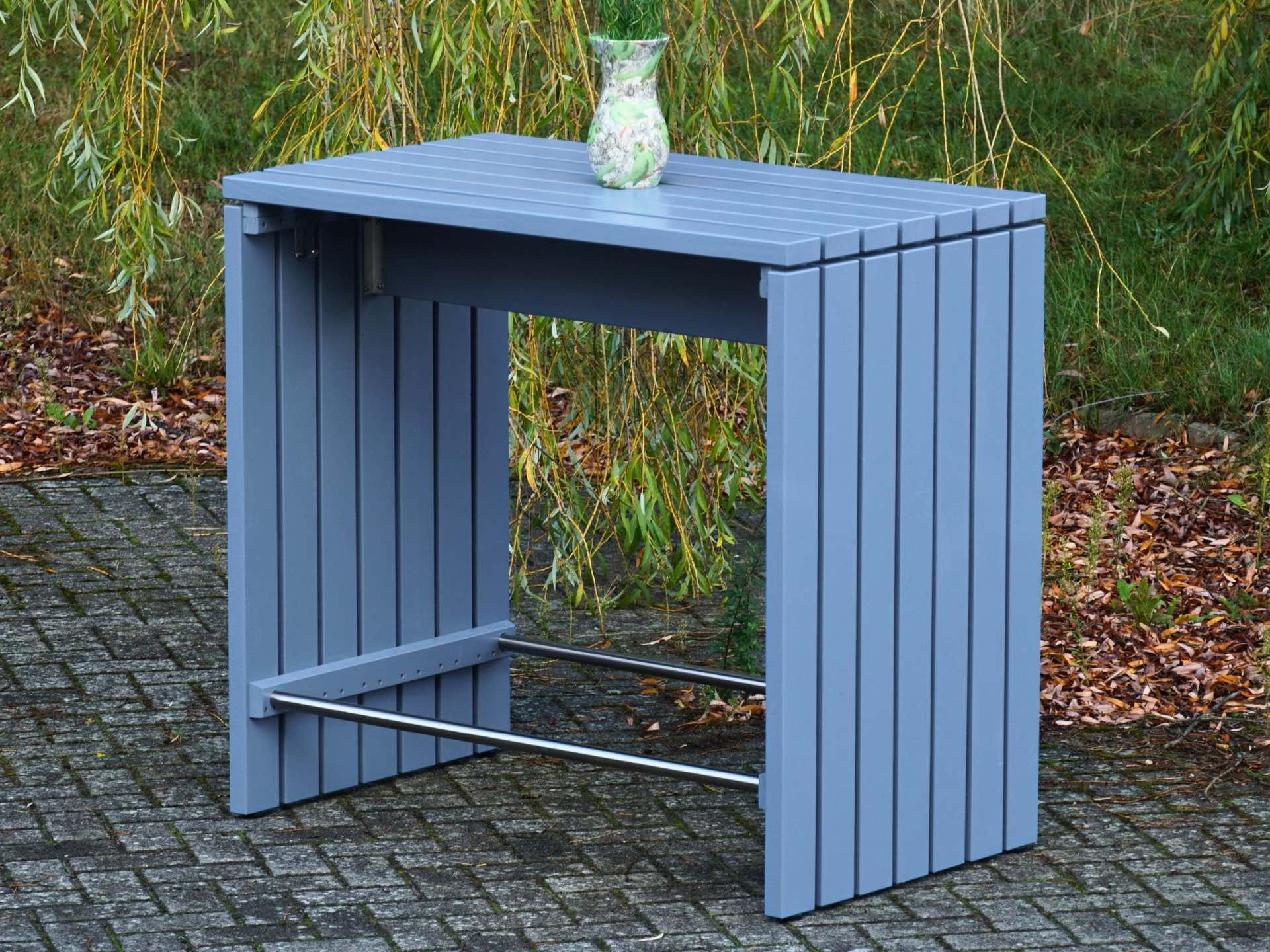 Stehtisch in Taubenblau – 120x70x110 cm – Gesamtansicht von rechts