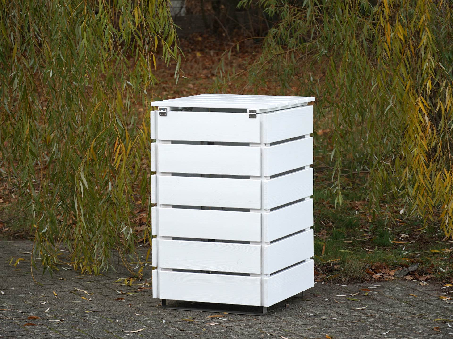 1er Mülltonnenbox in Weiß, Rückseite