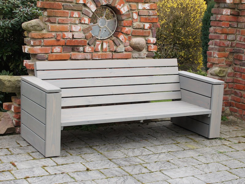 Lounge Sofa 3-4 Sitzer in Grau Geölt aus massiver Douglasie – komfortabel auch ohne Polster