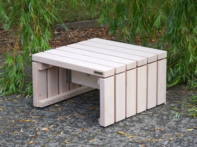 Lounge Hocker 60 in Weiß Geölt aus Douglasie – komfortable Sitzfläche auch ohne Polster