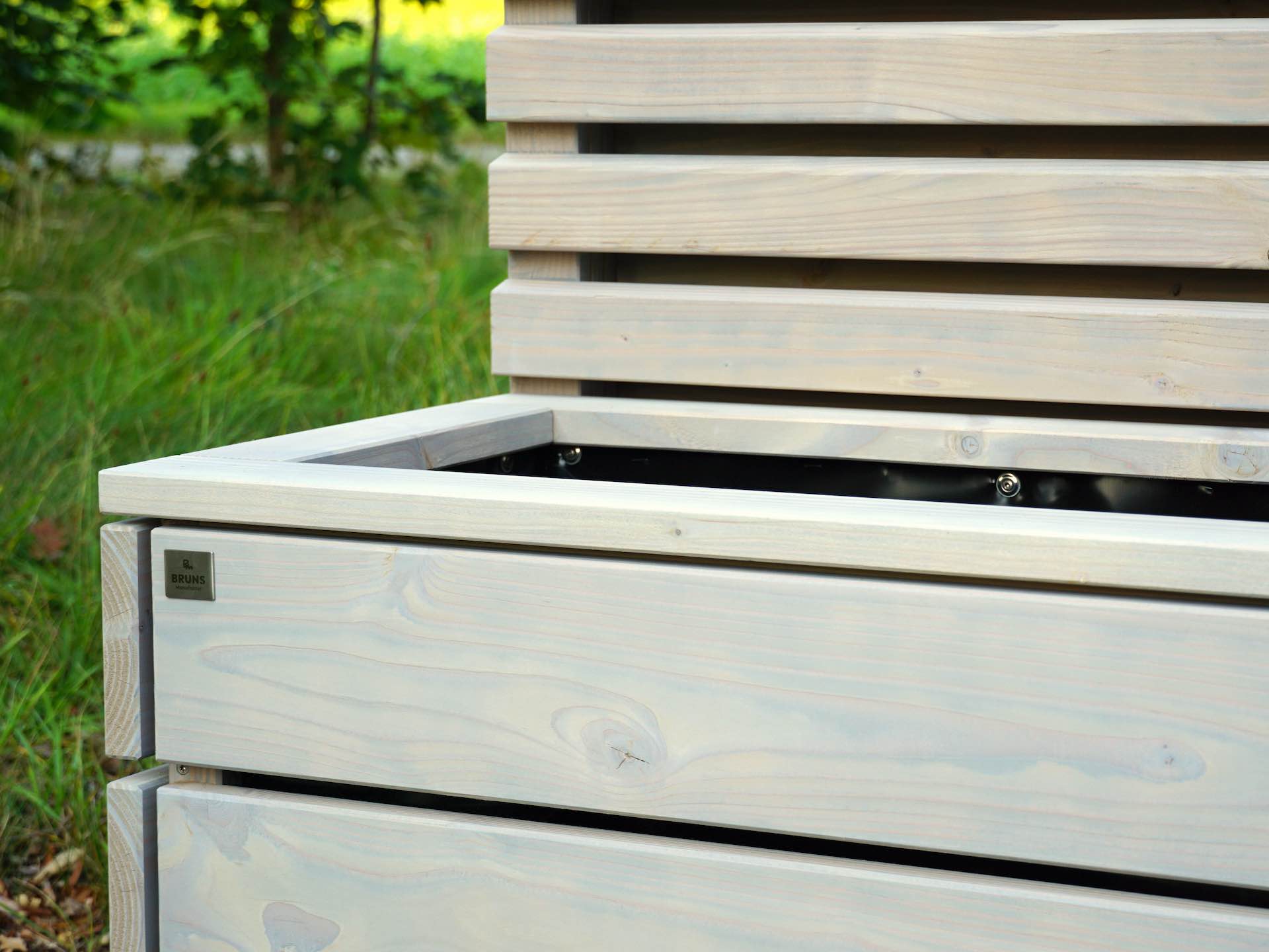 Pflanzkasten Classic 155 in Grau Geölt – Detail der Oberfläche und Verarbeitung
