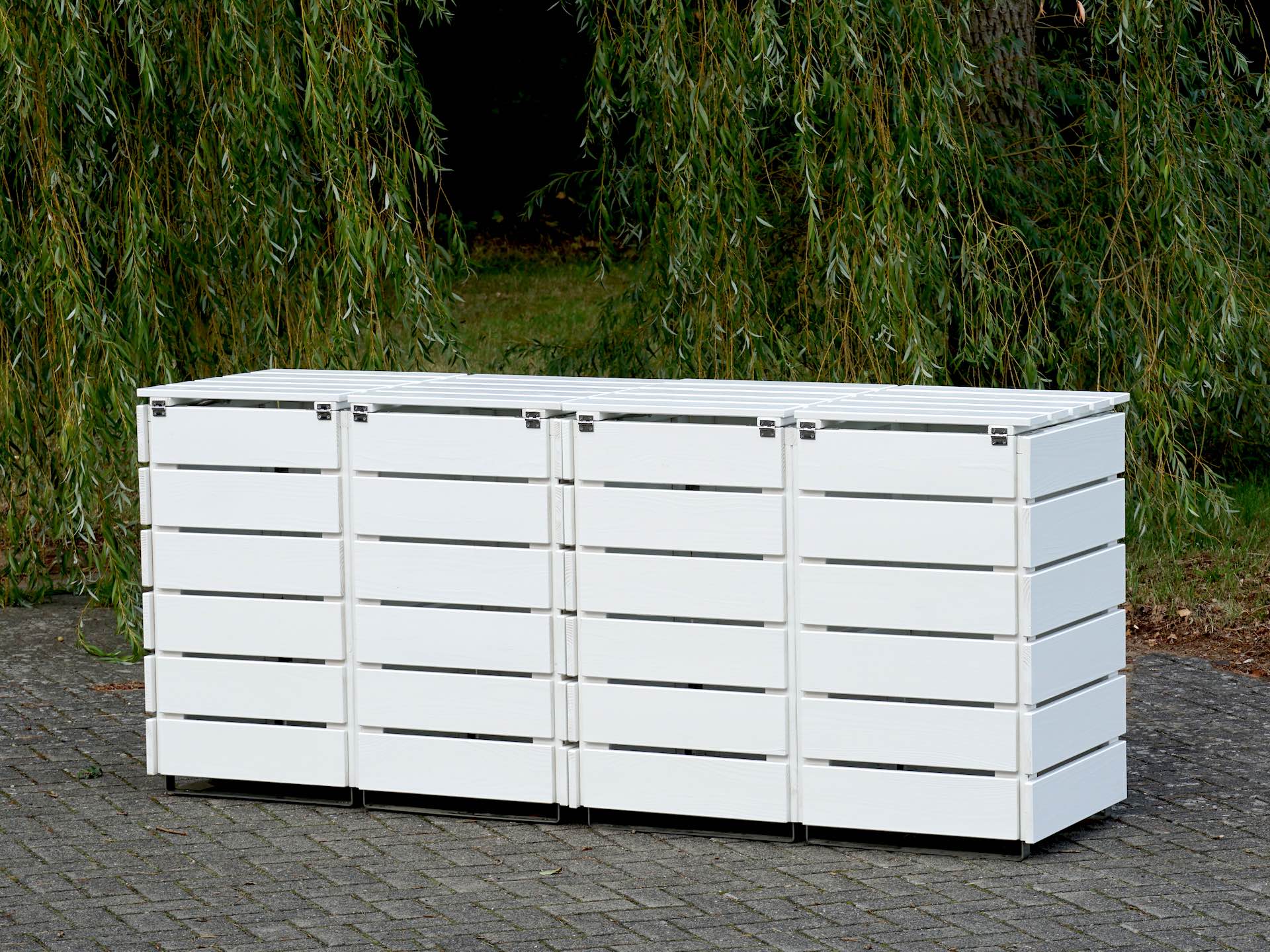 4er Mülltonnenbox in Weiß, Rückseite