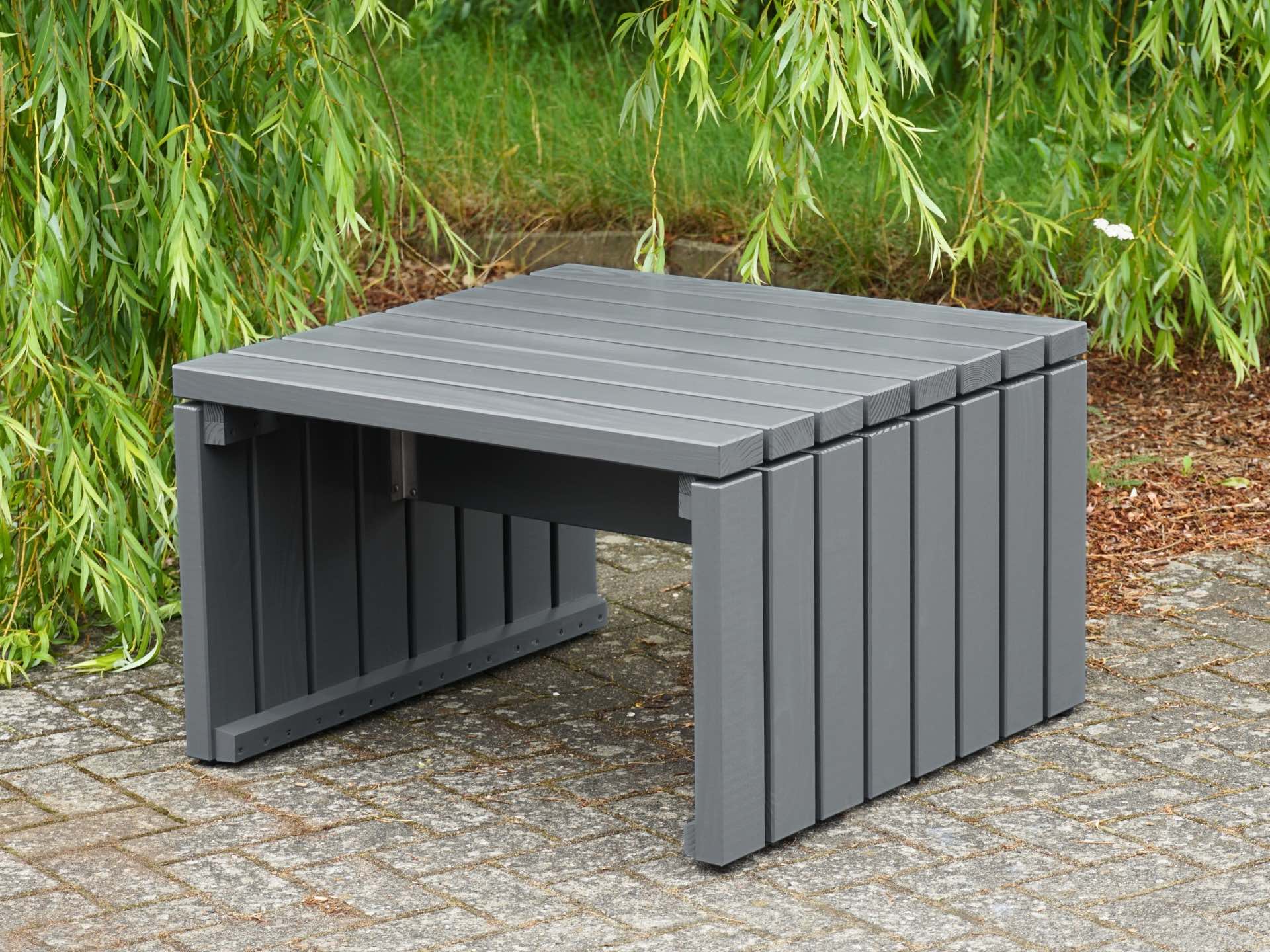 Lounge Tisch 80 in Basaltgrau – Ansicht von rechts – quadratische Tischfläche 80x80 cm