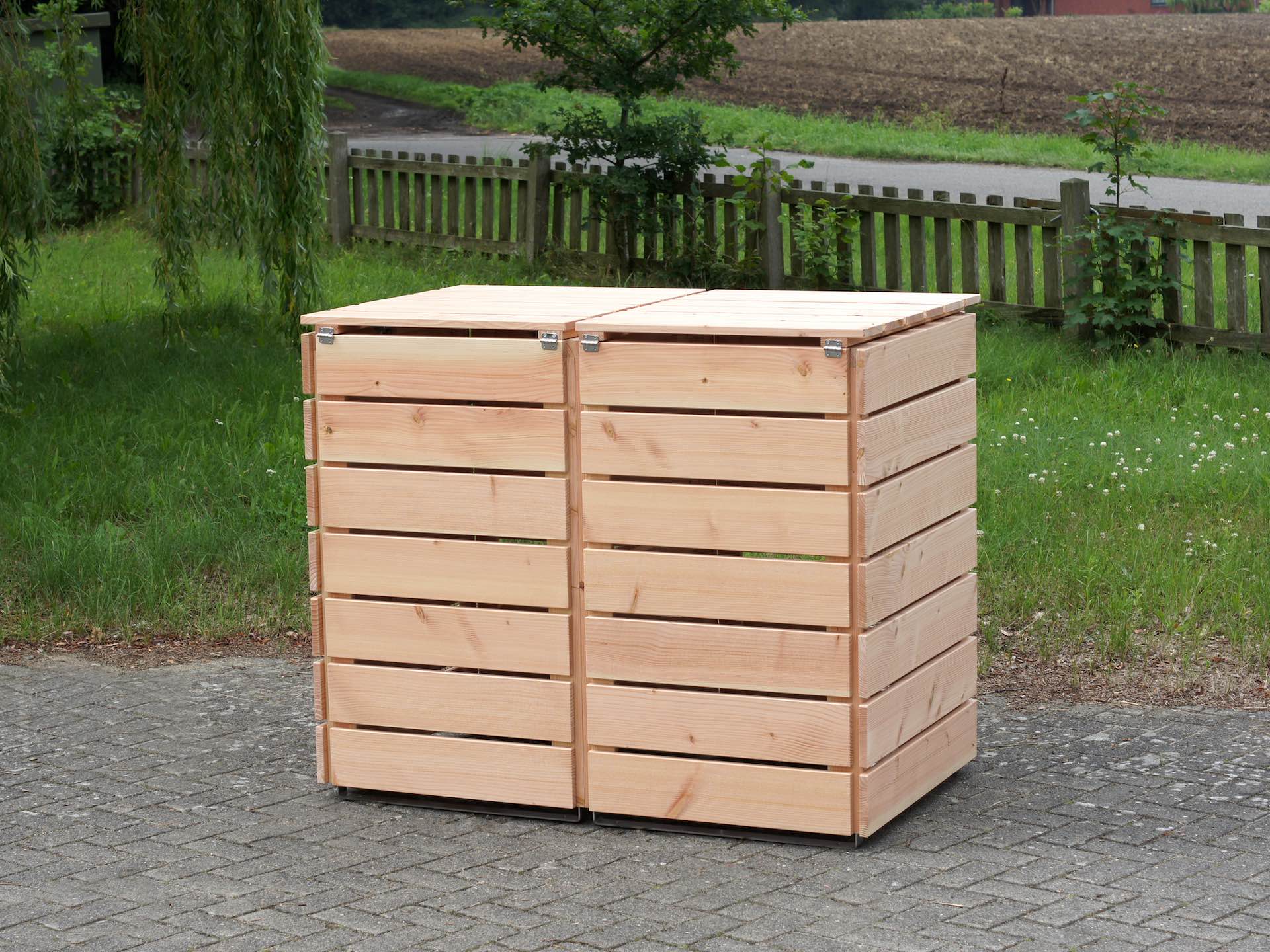 2er Mülltonnenbox in Natur, Rückseite