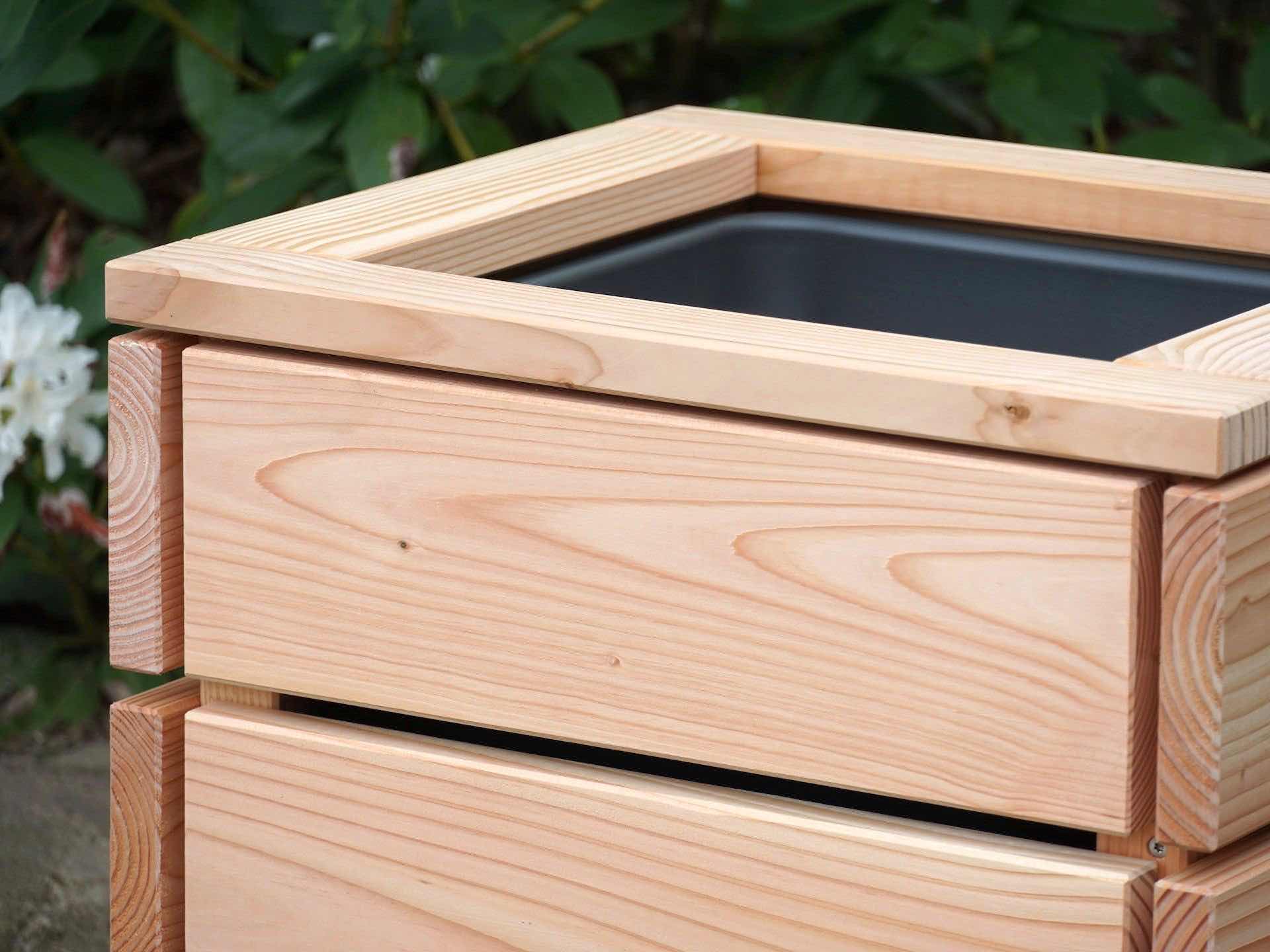 Pflanzkübel Classic Holz Natur – Detail Schattenfugen & Verschraubung