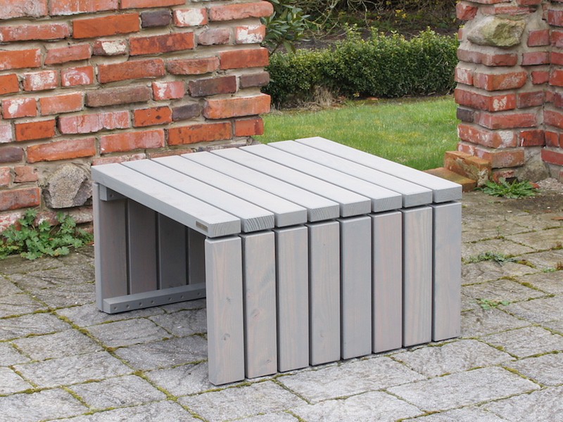 Lounge Tisch in Grau Geölt aus massiver Douglasie – Gesamtansicht