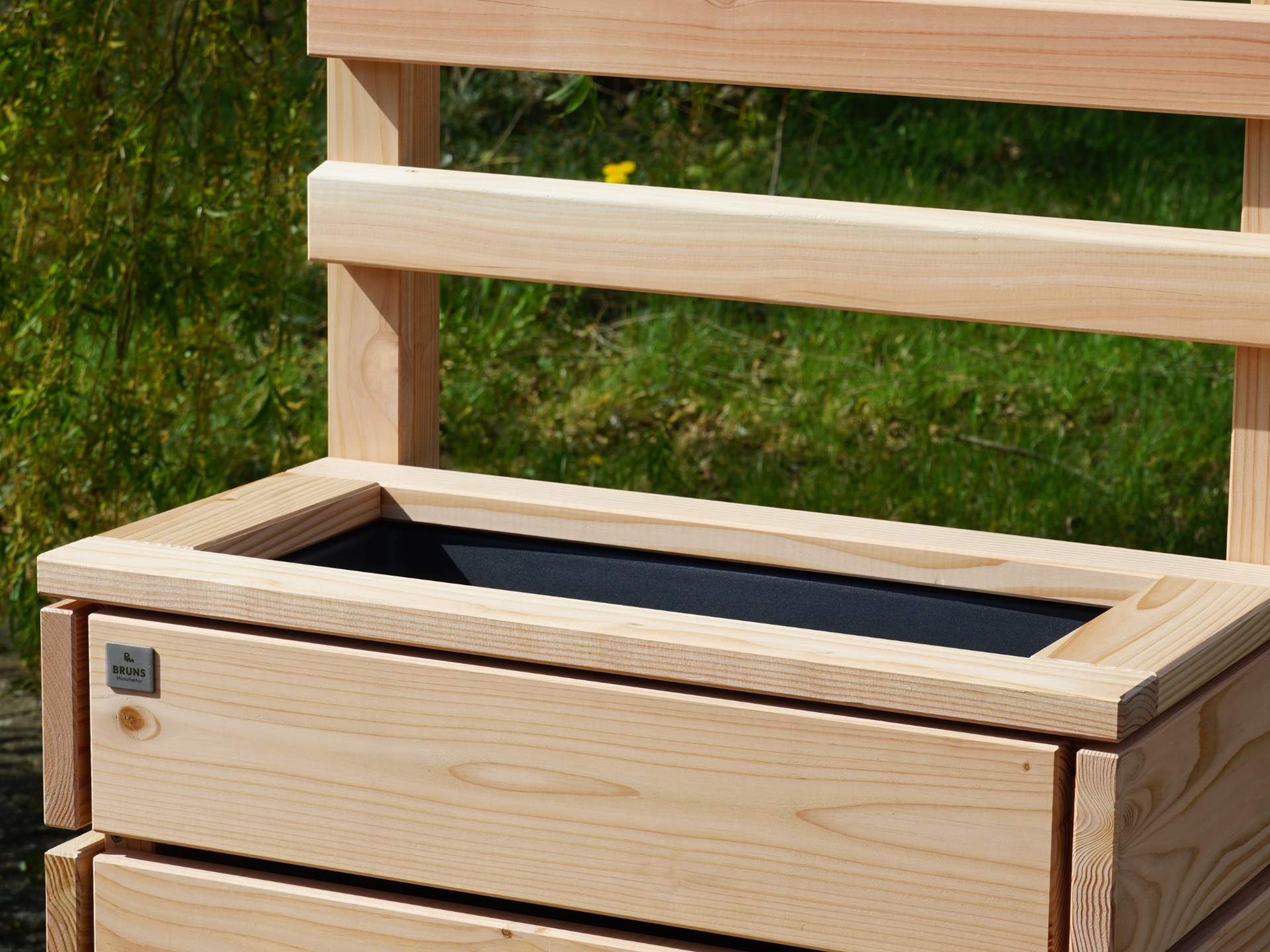 Pflanzkasten Classic S mit Rankgitter in Natur – Rahmen, Pflanzeinsatz und Rankgitter – Detail