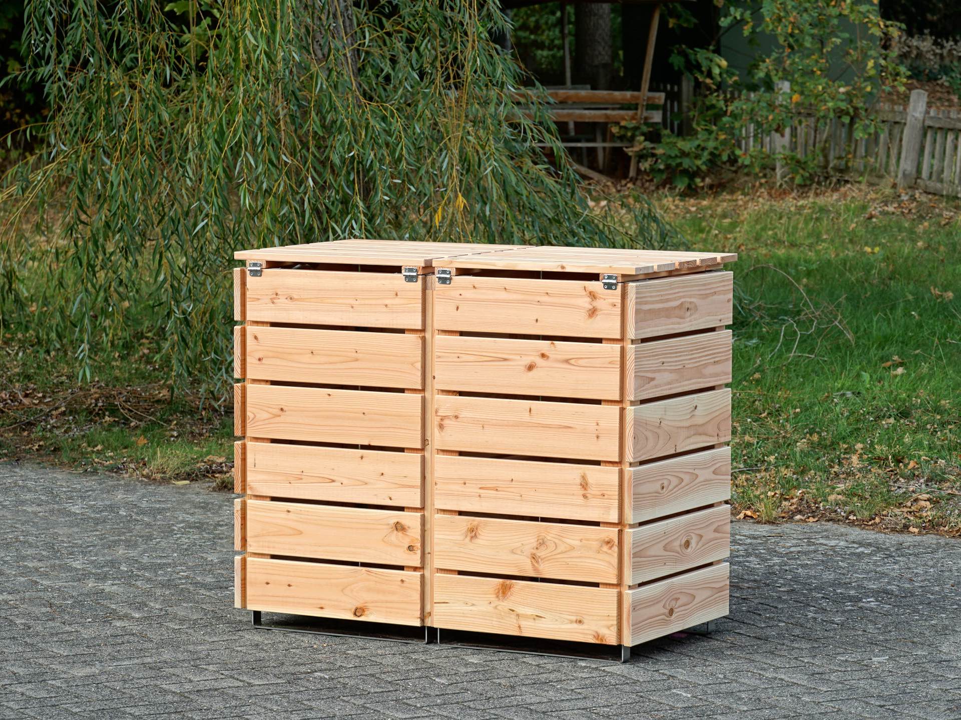 2er Mülltonnenbox in Natur, Rückseite