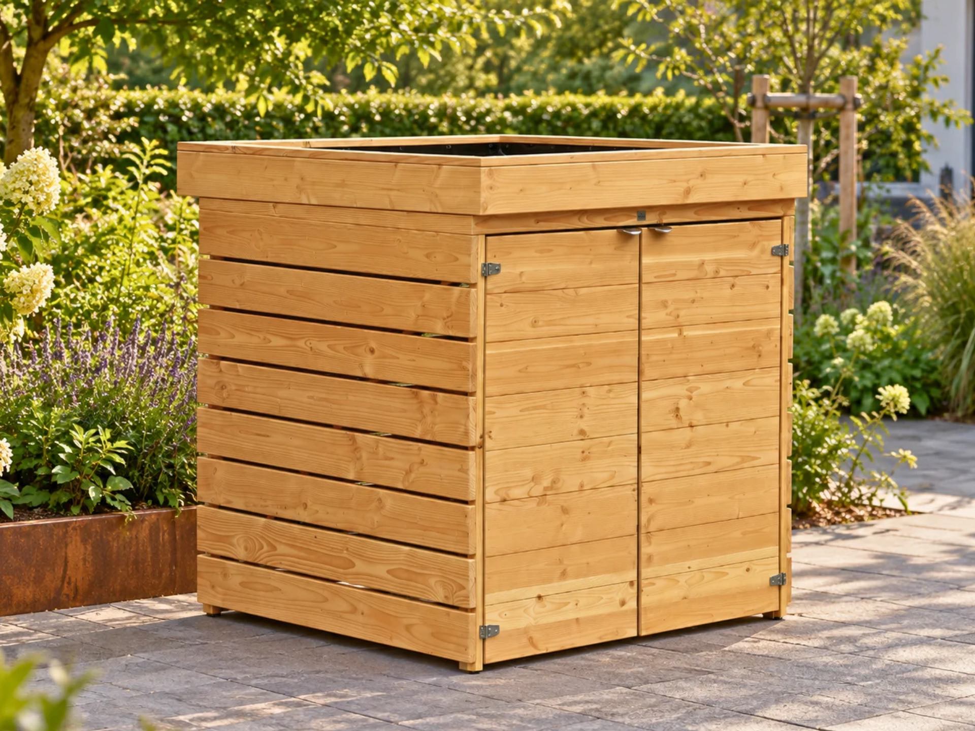 2er Kinderwagenbox Classic in Natur Geölt mit Gründach – Schutz vor Witterung und ökologischer Mehrwert
