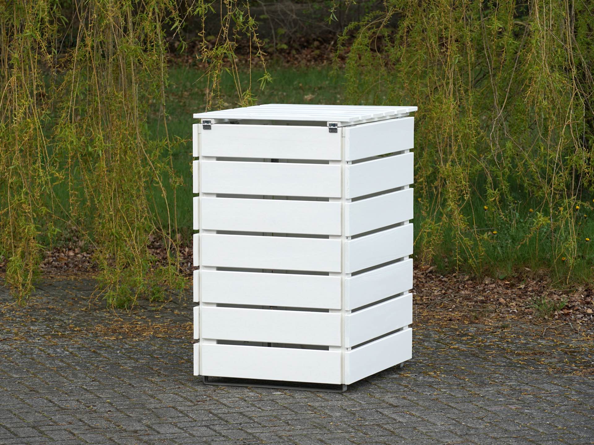 1er Mülltonnenbox 240 in Weiß, Rückseite